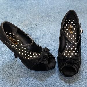Pin Up Couture Black Open Toe Mary Jane Heels